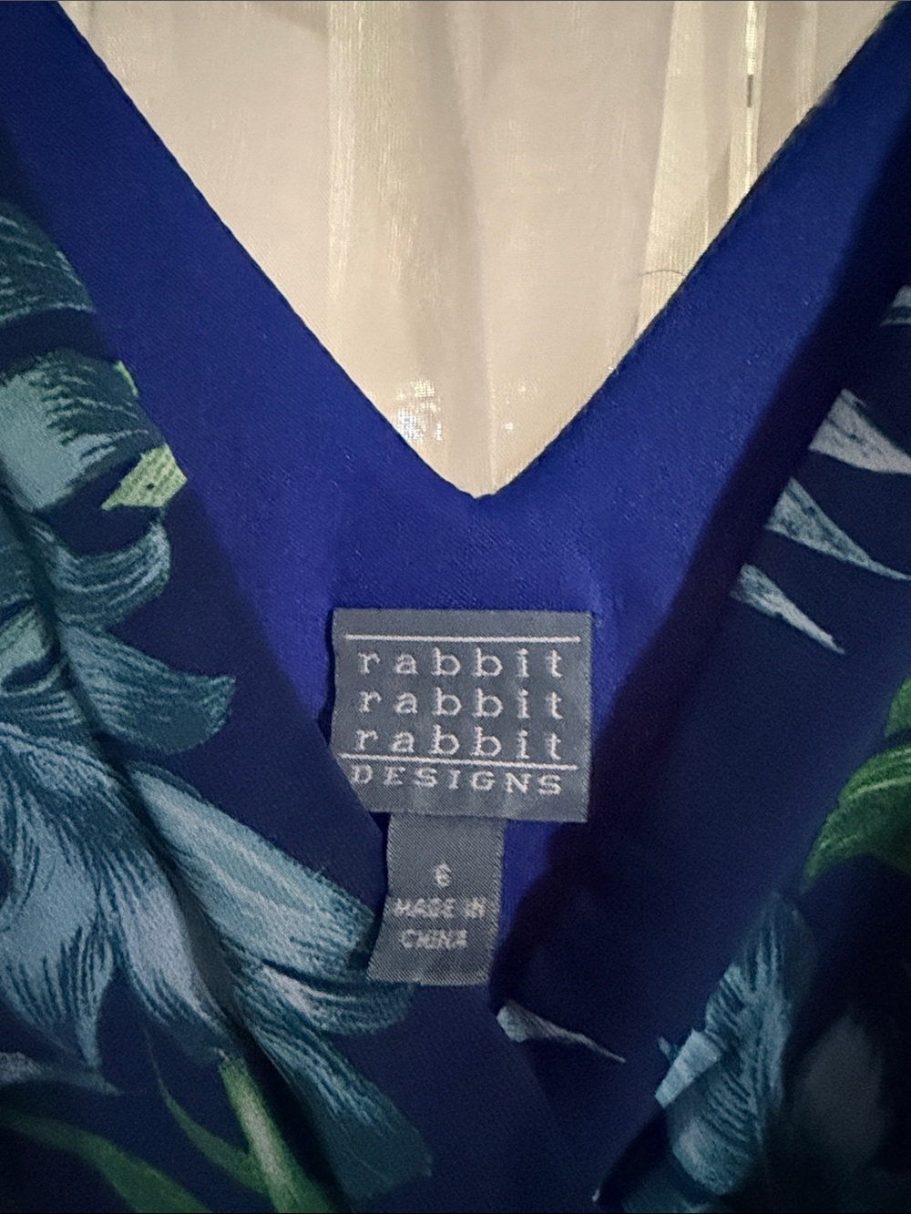 Rabbit Rabbit Rabbit Blue & Green Tropical V-Neck Midi Dress - Picture 2 of 3